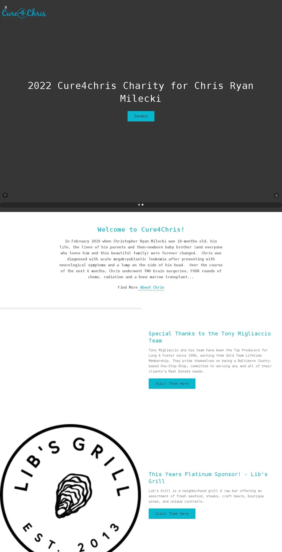 cure4chris.com shopify website screenshot