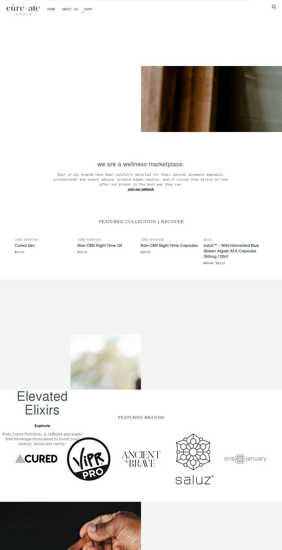 cureategoods.com shopify website screenshot