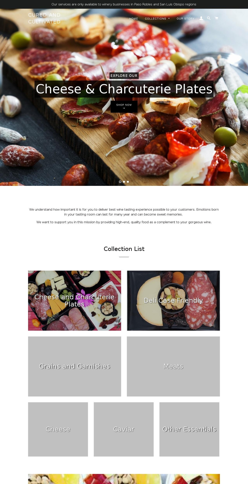 curedandcultivated.com shopify website screenshot
