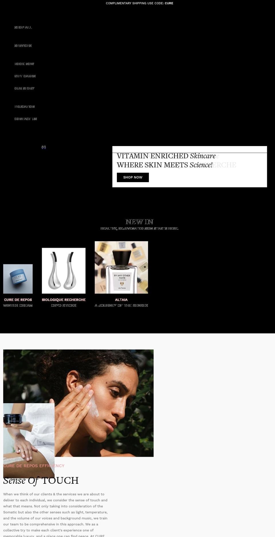 curederepos.com shopify website screenshot