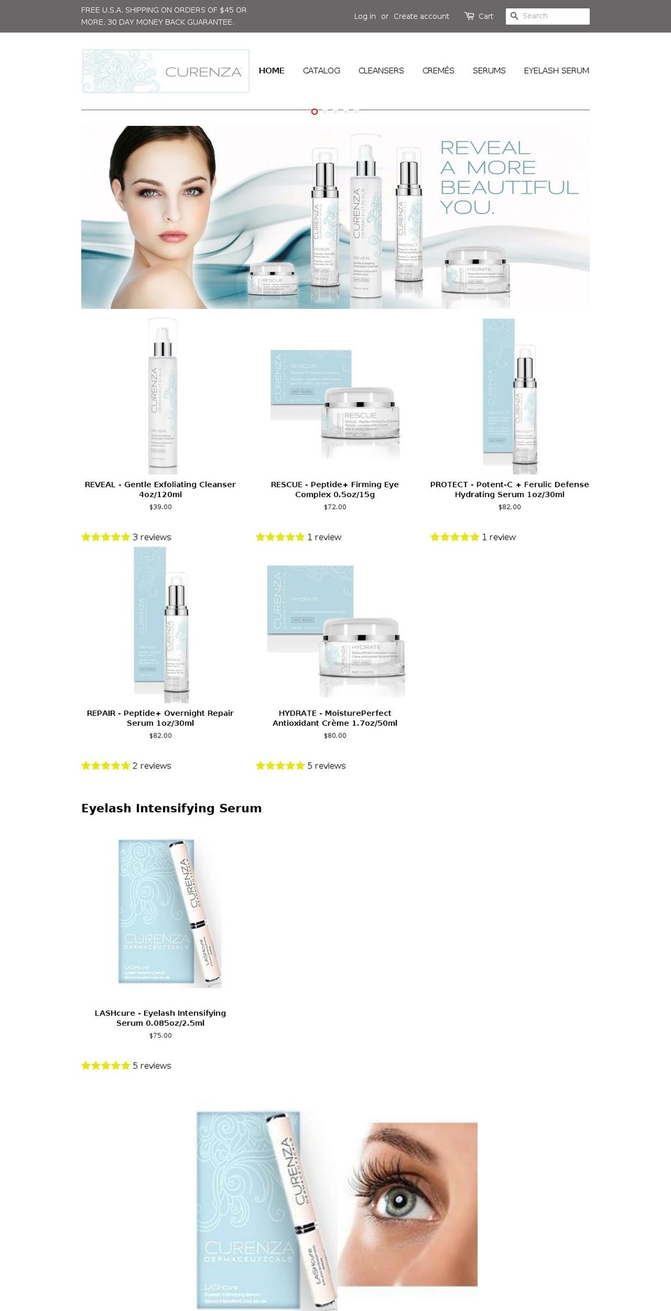 curenza.com shopify website screenshot