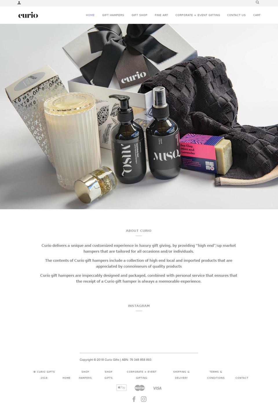 curio.gifts shopify website screenshot