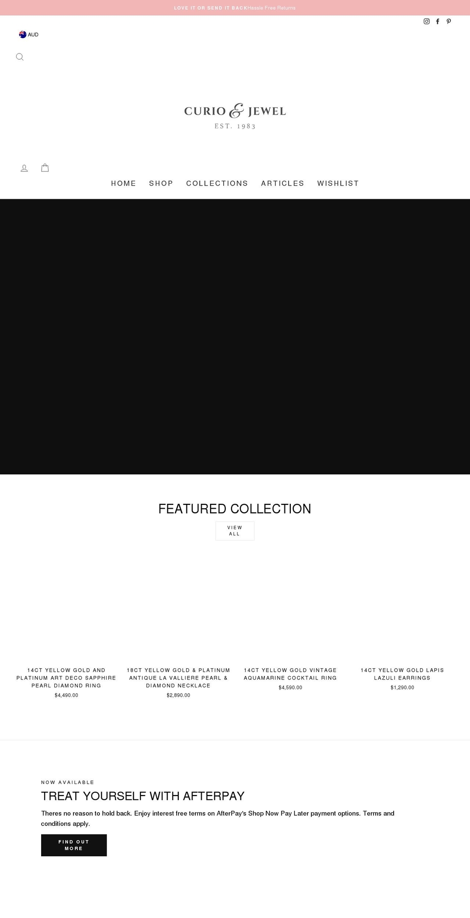 curioandjewel.com shopify website screenshot