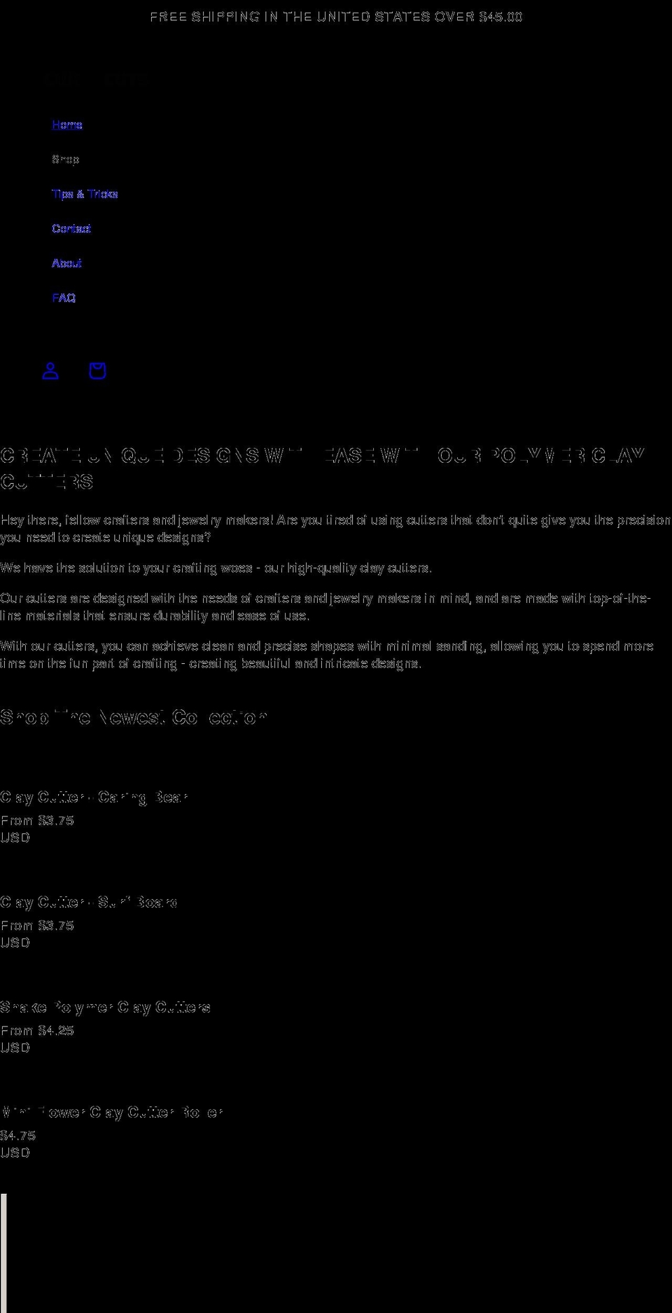 curiocuts.com shopify website screenshot