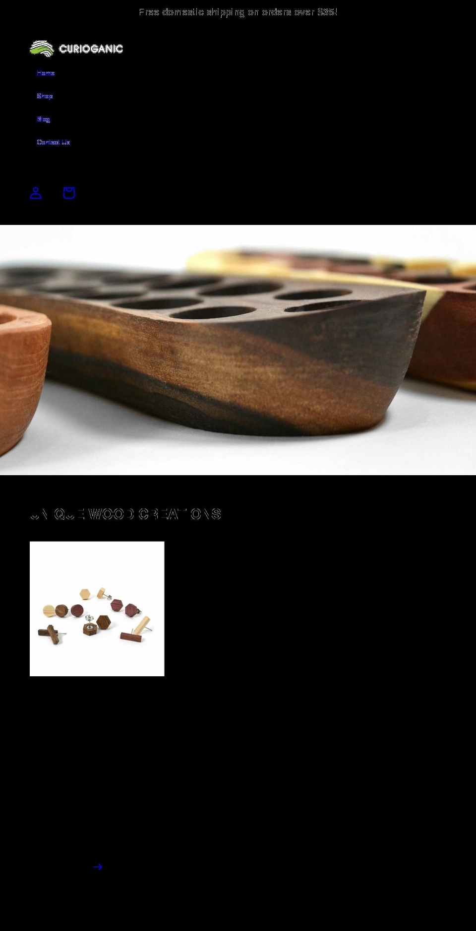 curioganic.com shopify website screenshot