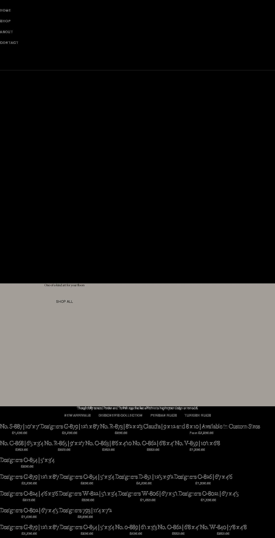 curiorugs.com shopify website screenshot