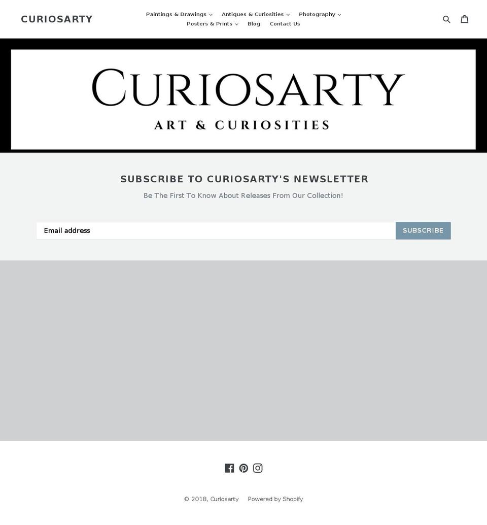 curiosarty.com shopify website screenshot