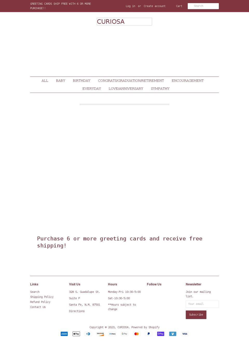 curiosasf.com shopify website screenshot