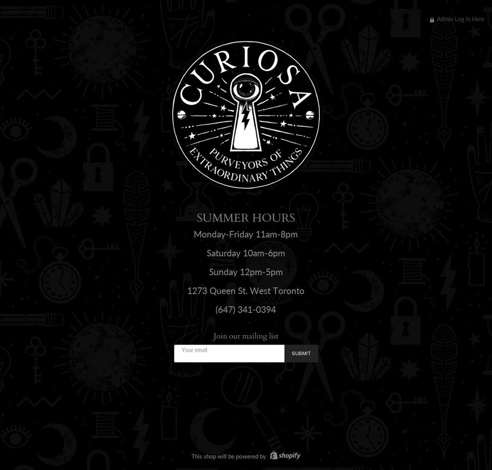 curiosasociety.com shopify website screenshot