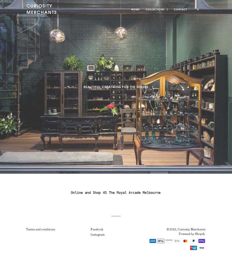 curiositymerchants.com shopify website screenshot