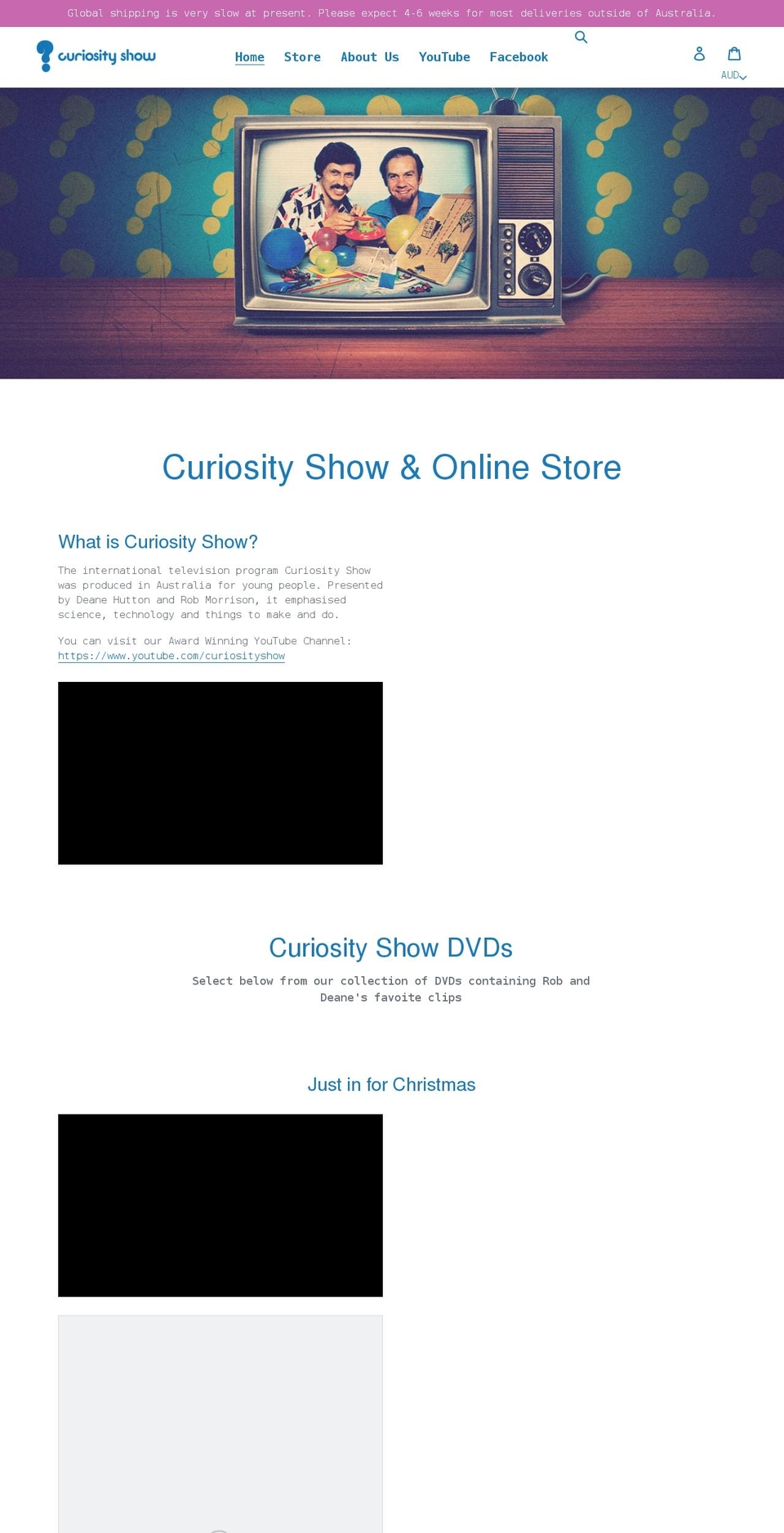 curiosityshow.com.au shopify website screenshot