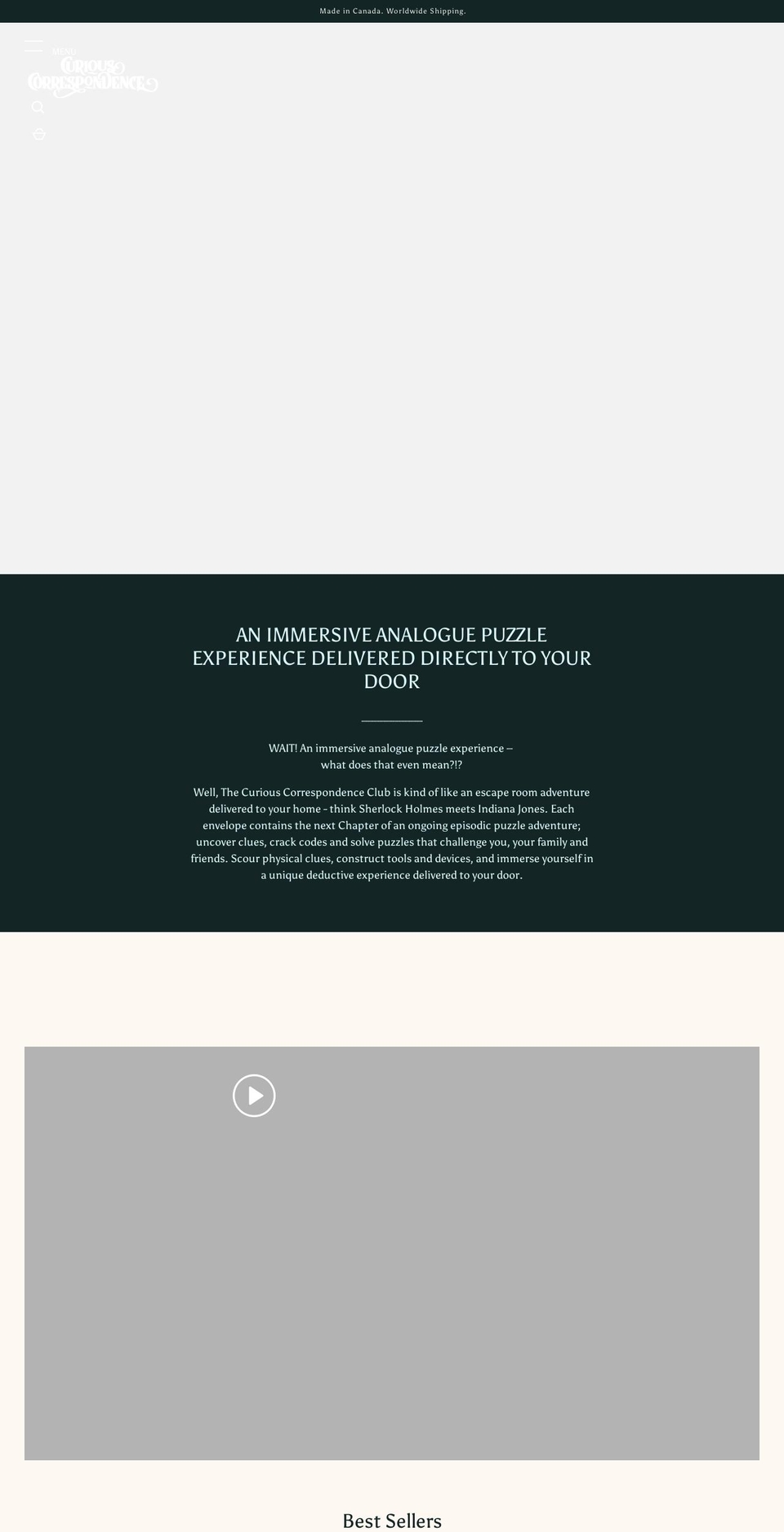 curiouscorrespondence.com shopify website screenshot