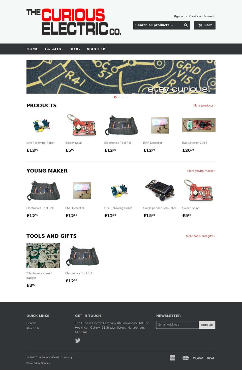 curiouselectric.co.uk shopify website screenshot