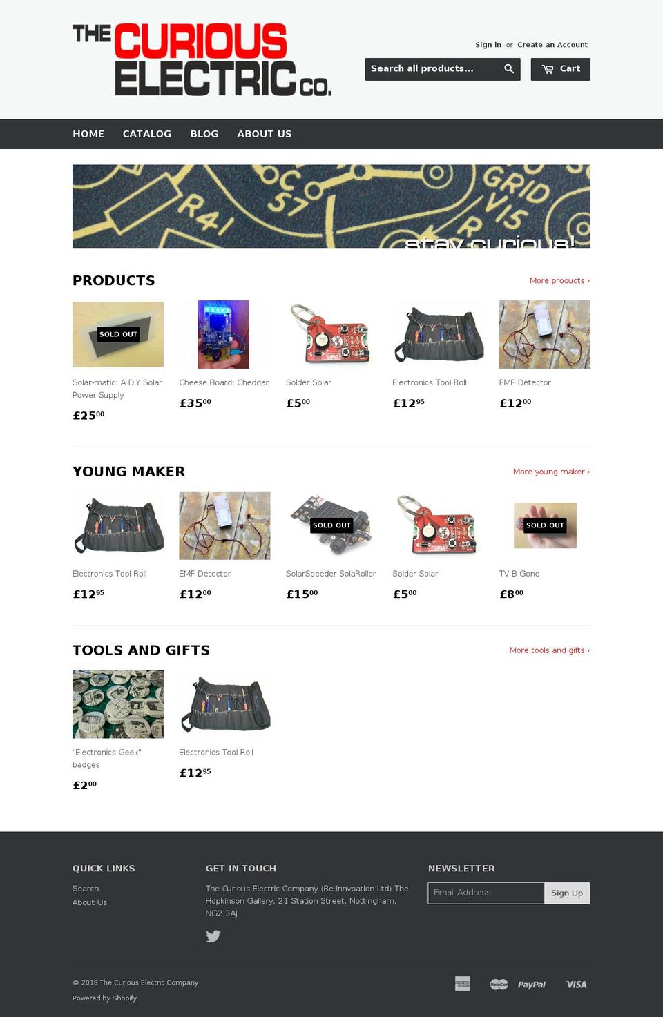 curiouselectriccompany.co.uk shopify website screenshot