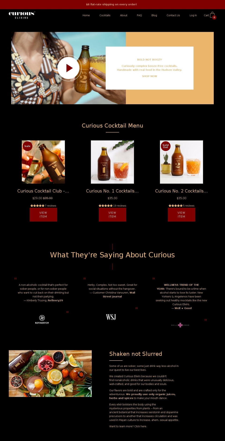 curiouselixirs.com shopify website screenshot