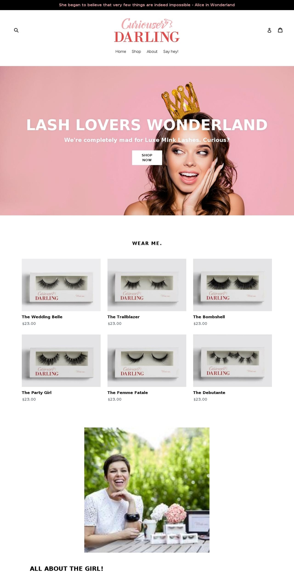 curiouserdarling.com — Shopify storefront screenshot