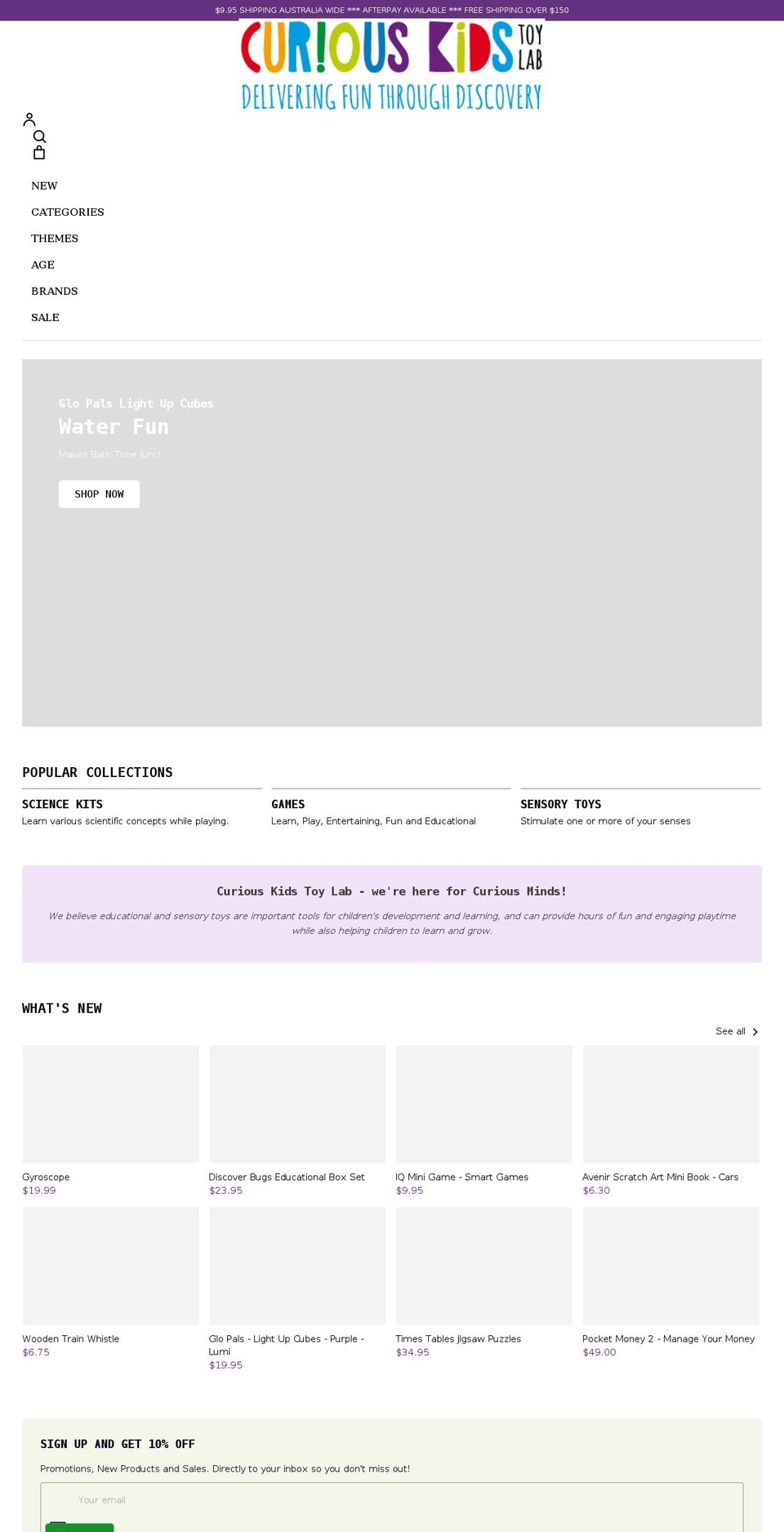curiouskidstoylab.com.au shopify website screenshot