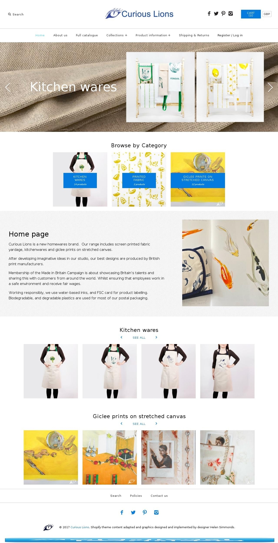 curiouslions.com shopify website screenshot