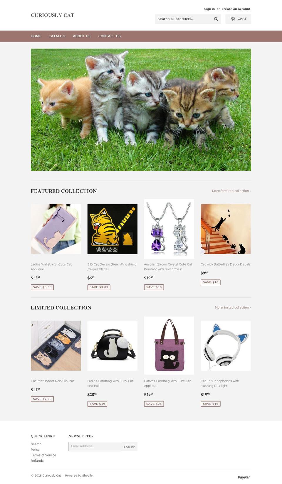 curiouslycat.com — Shopify storefront screenshot