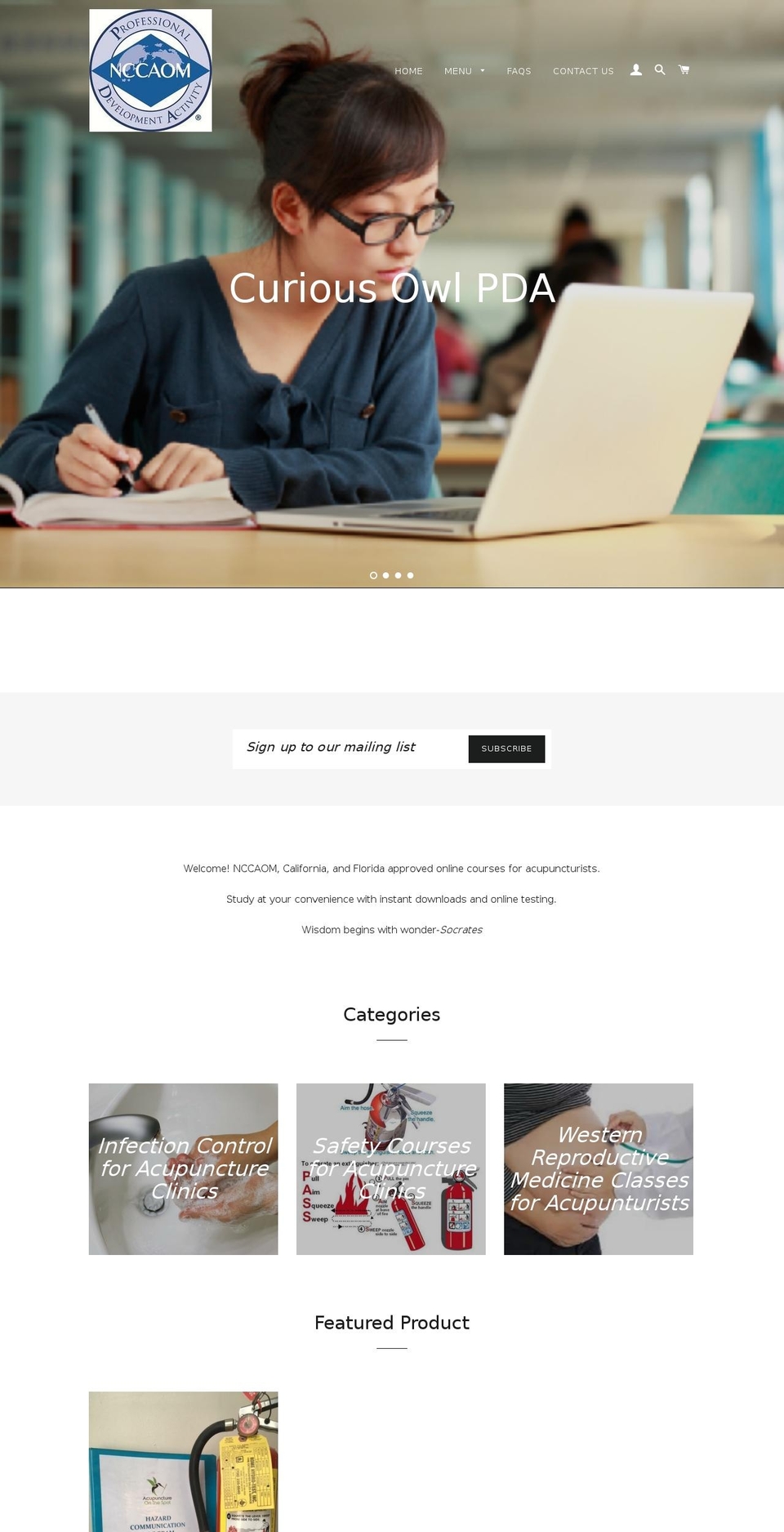 curiousowlpda.com shopify website screenshot