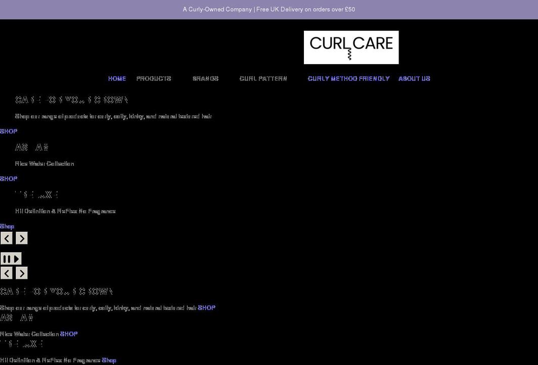 curlcare.uk shopify website screenshot