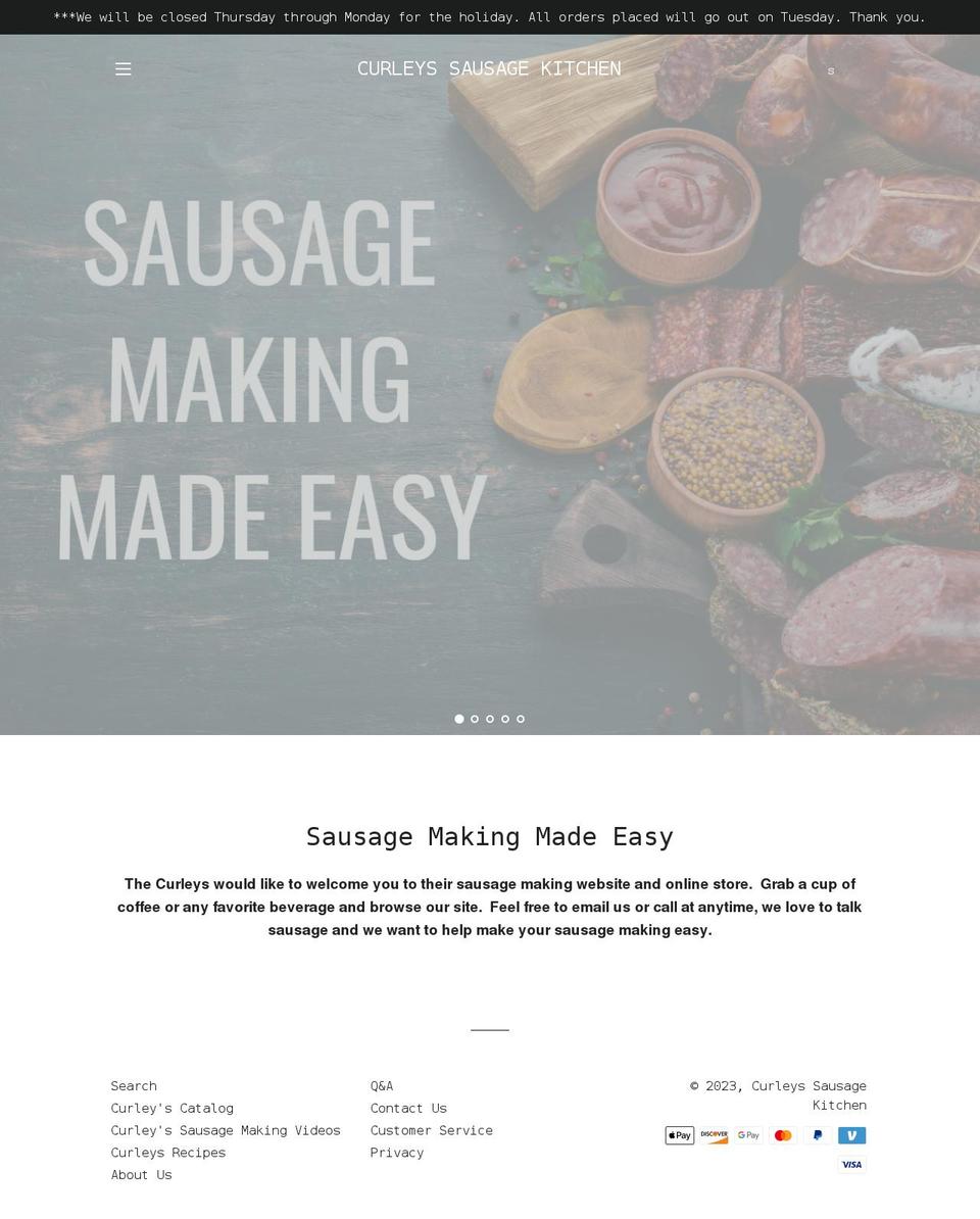 curleyssausagekitchen.com shopify website screenshot