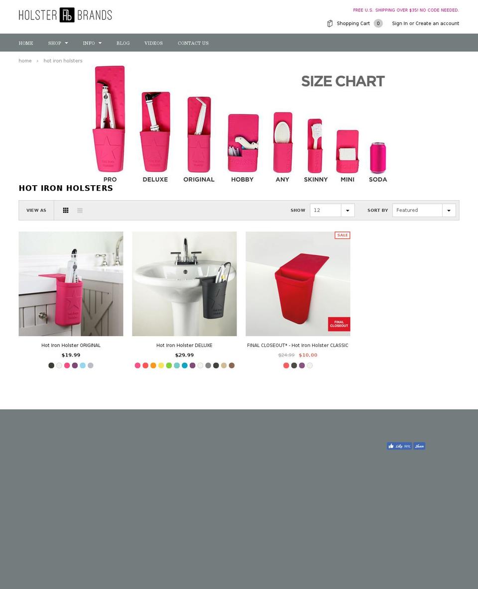 curlingironholster.com — Shopify storefront screenshot