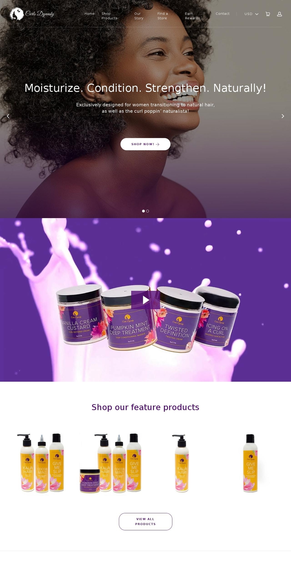 curlsdynasty.com shopify website screenshot