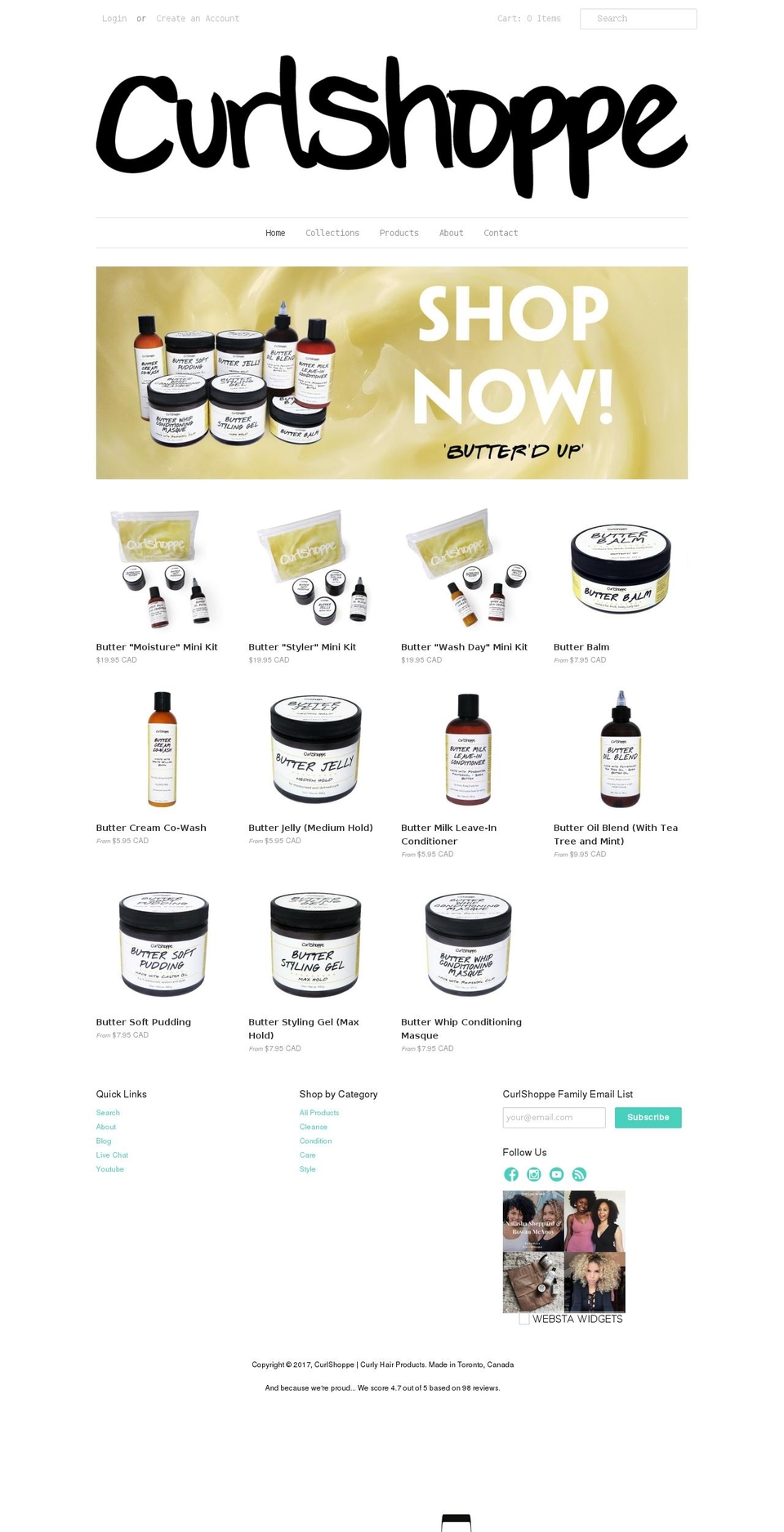 curlshoppe.biz shopify website screenshot