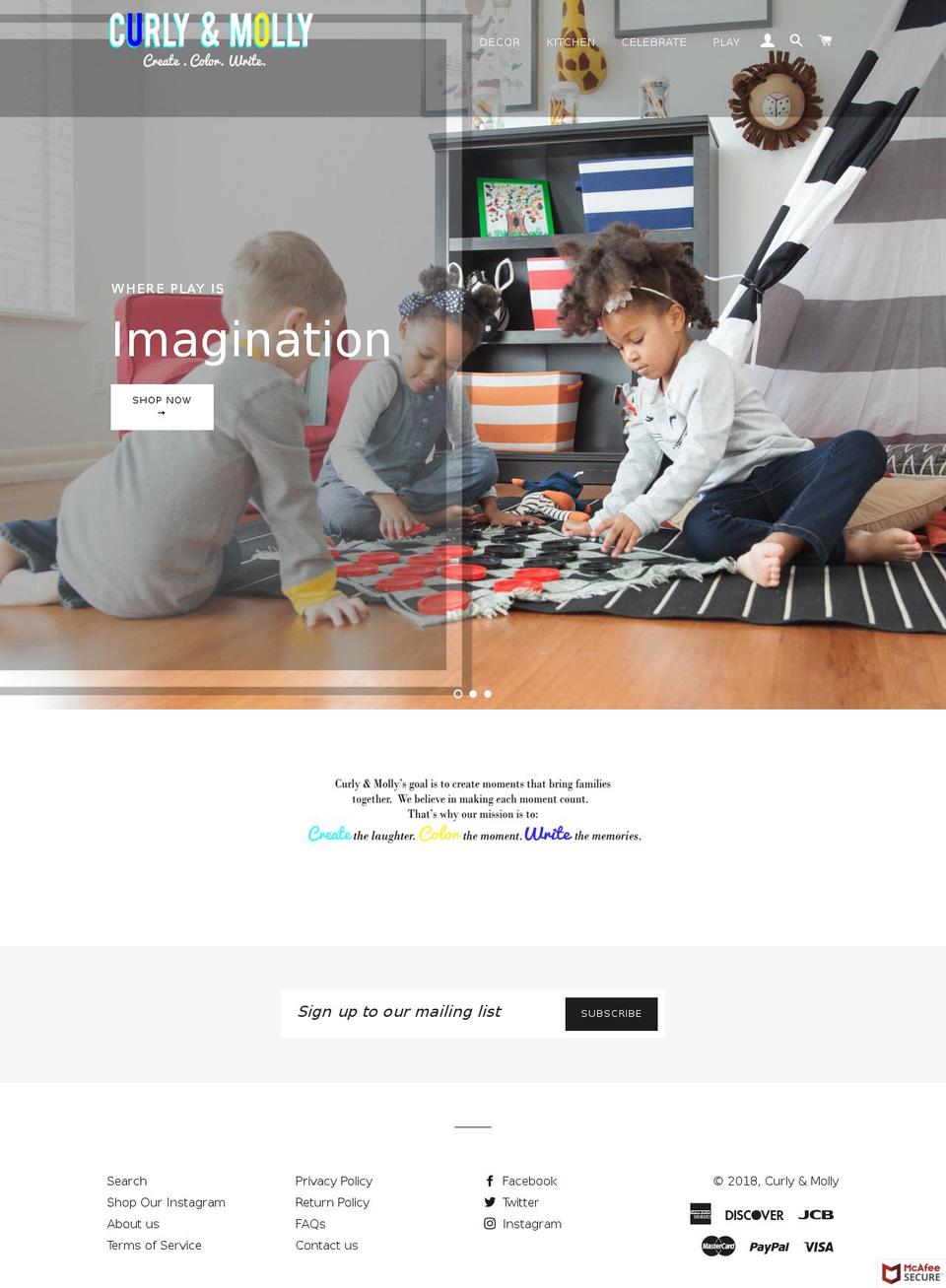 curlyandmolly.com shopify website screenshot