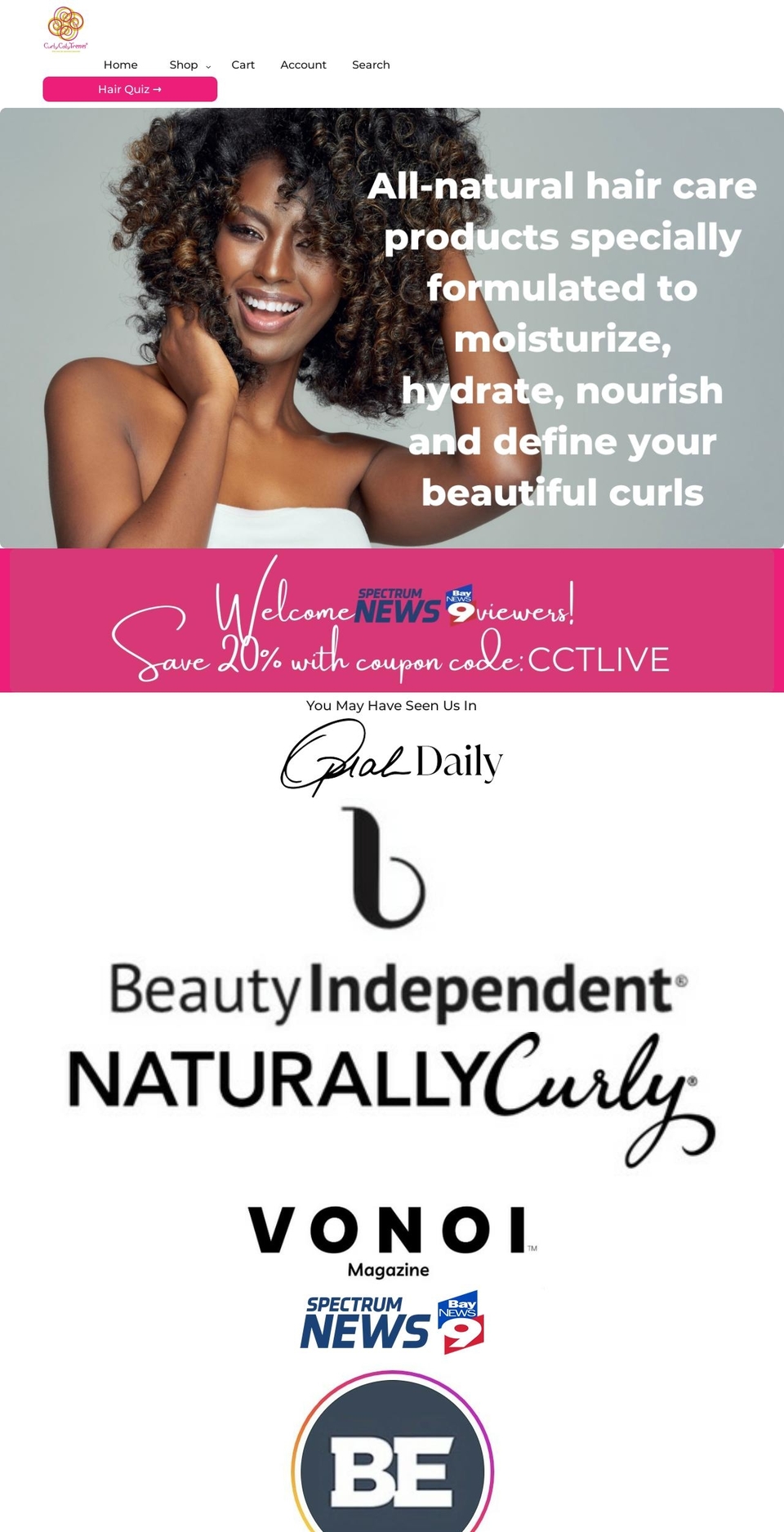 curlycoilytresses.com shopify website screenshot