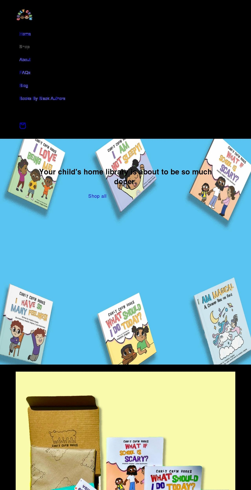 curlycrewbooks.com shopify website screenshot