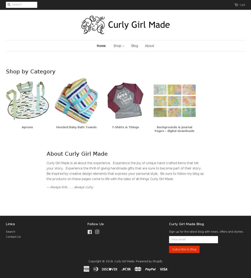 curlygirlmade.com shopify website screenshot