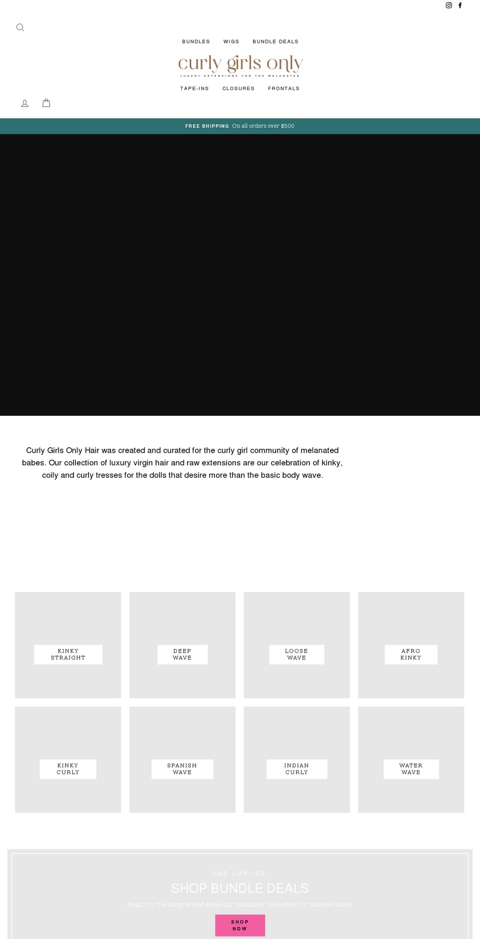 curlygirlsonly.com shopify website screenshot