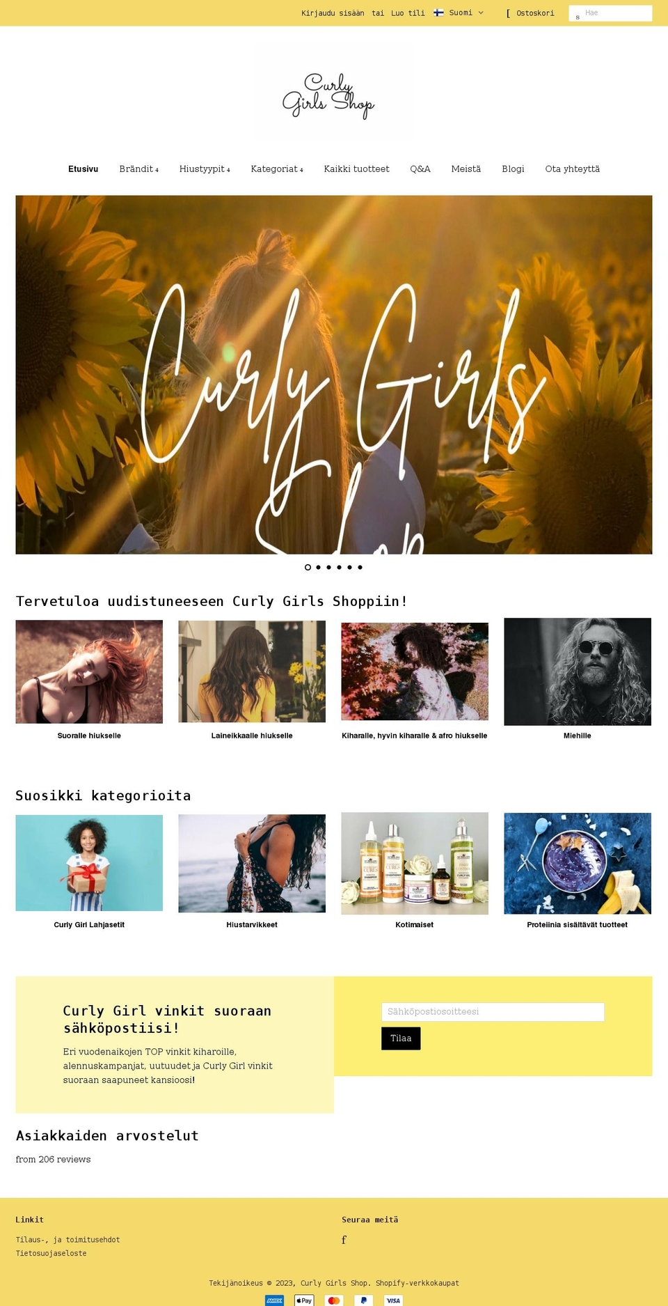 curlygirlsshop.fi shopify website screenshot