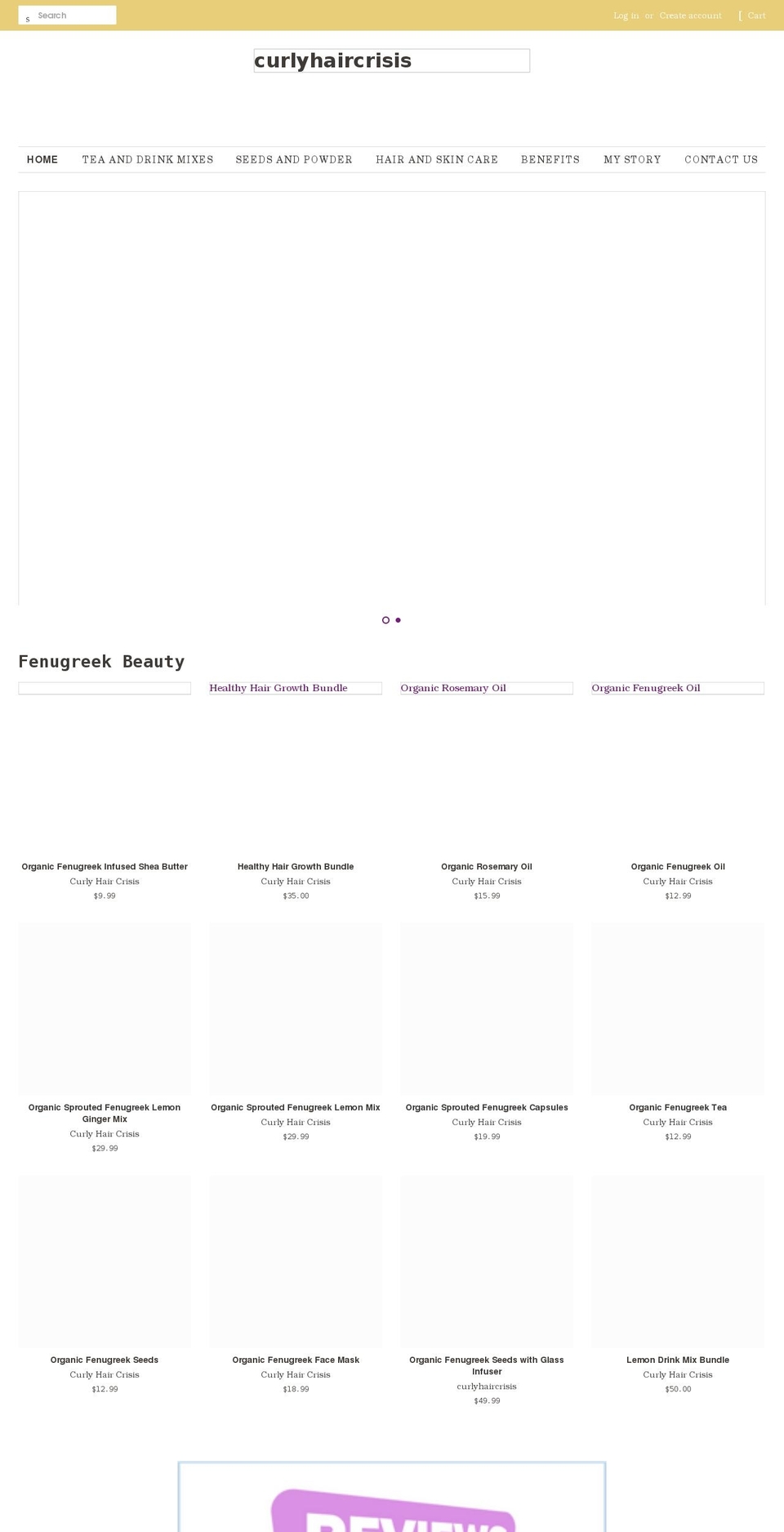 curlyhaircrisis.myshopify.com shopify website screenshot