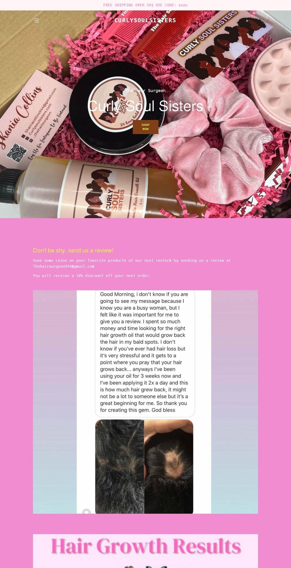 curlysoulsisters.com shopify website screenshot