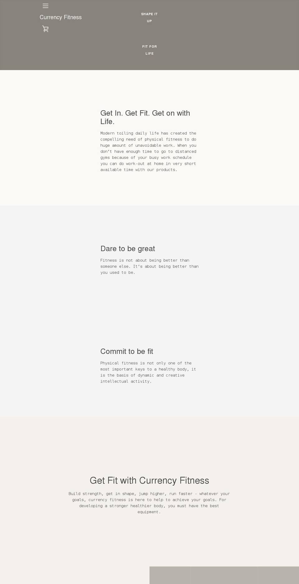 currency-fitness.com shopify website screenshot