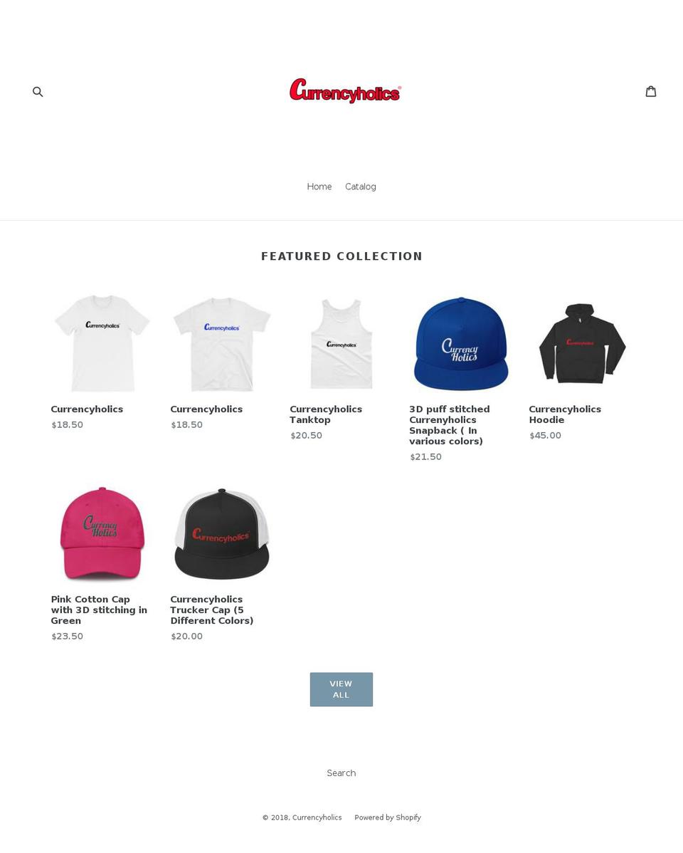 currencyholics.com — Shopify storefront screenshot