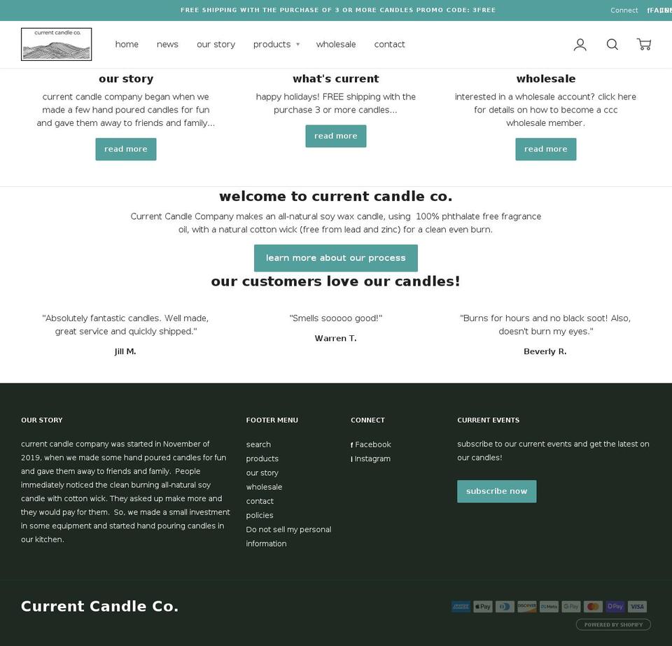 currentcandleco.com shopify website screenshot