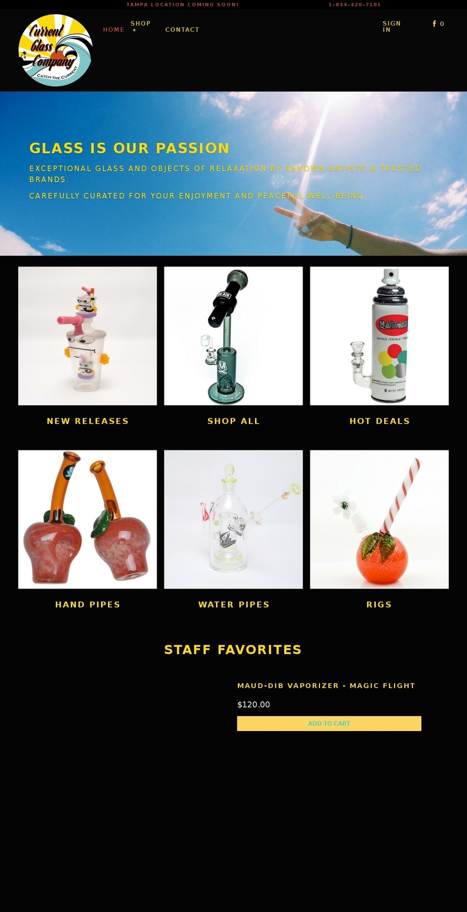 currentglass.com shopify website screenshot