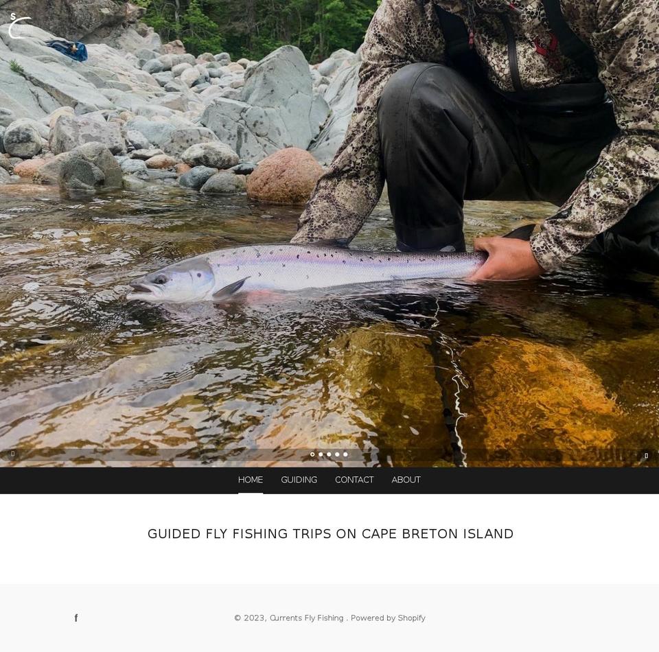 currentsflyfishing.com shopify website screenshot