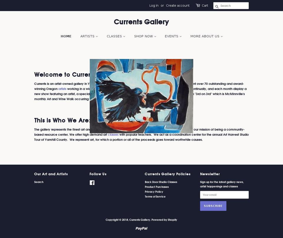 currentsgallery.com shopify website screenshot