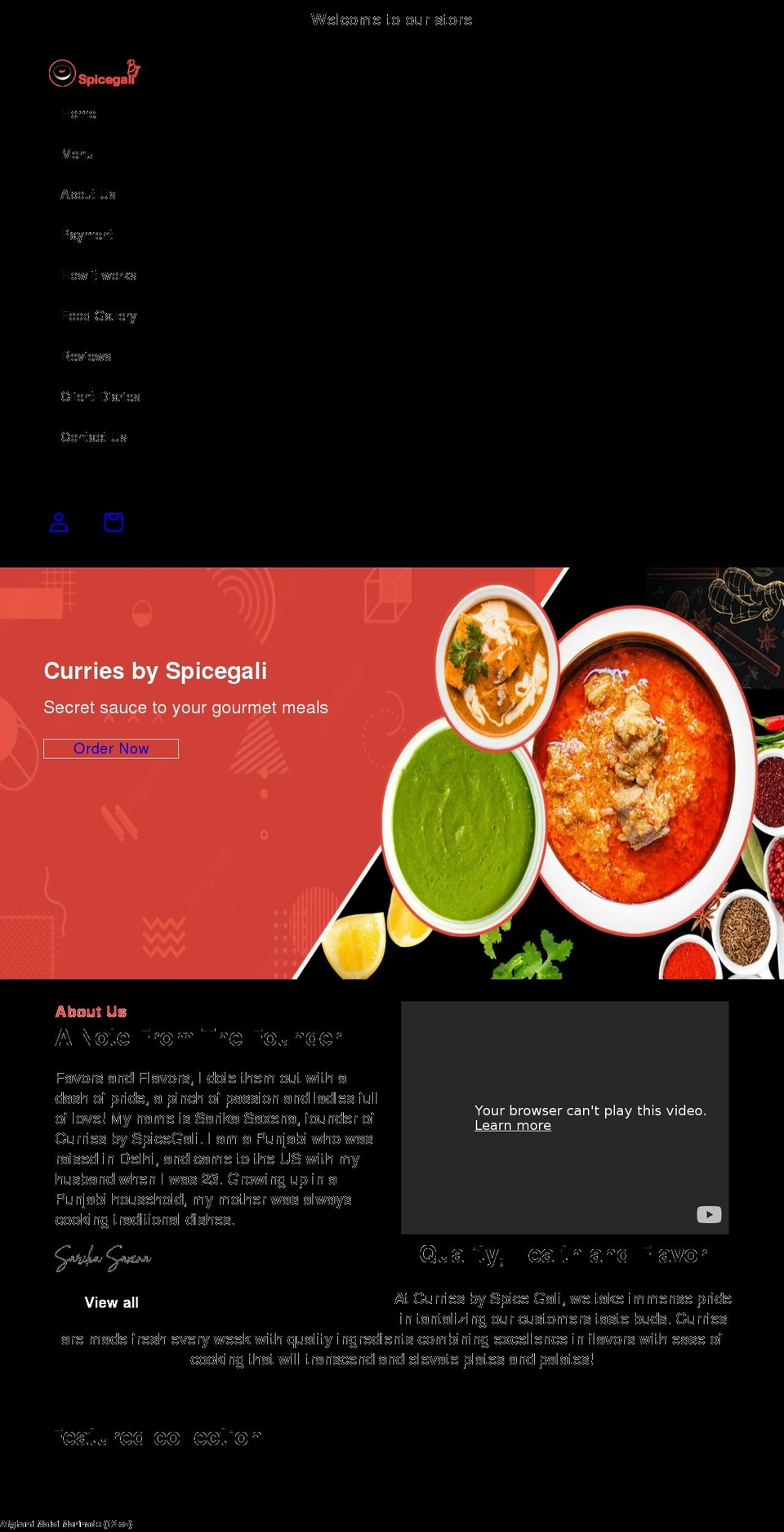 curriesbyspicegali.com shopify website screenshot