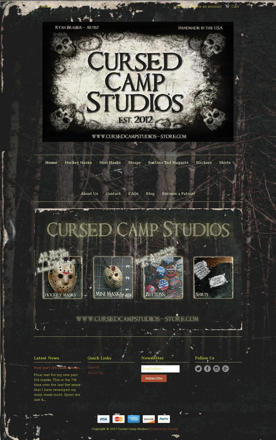 cursedcampstudios-store.com shopify website screenshot