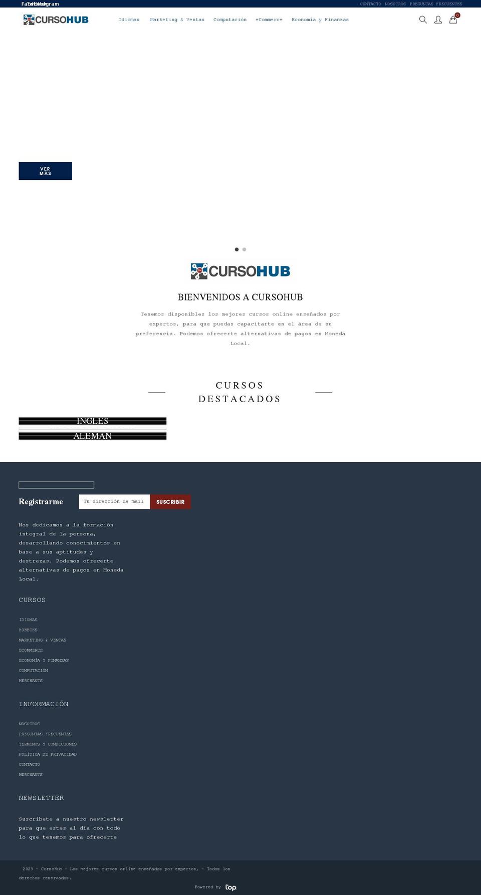 cursohub.com shopify website screenshot