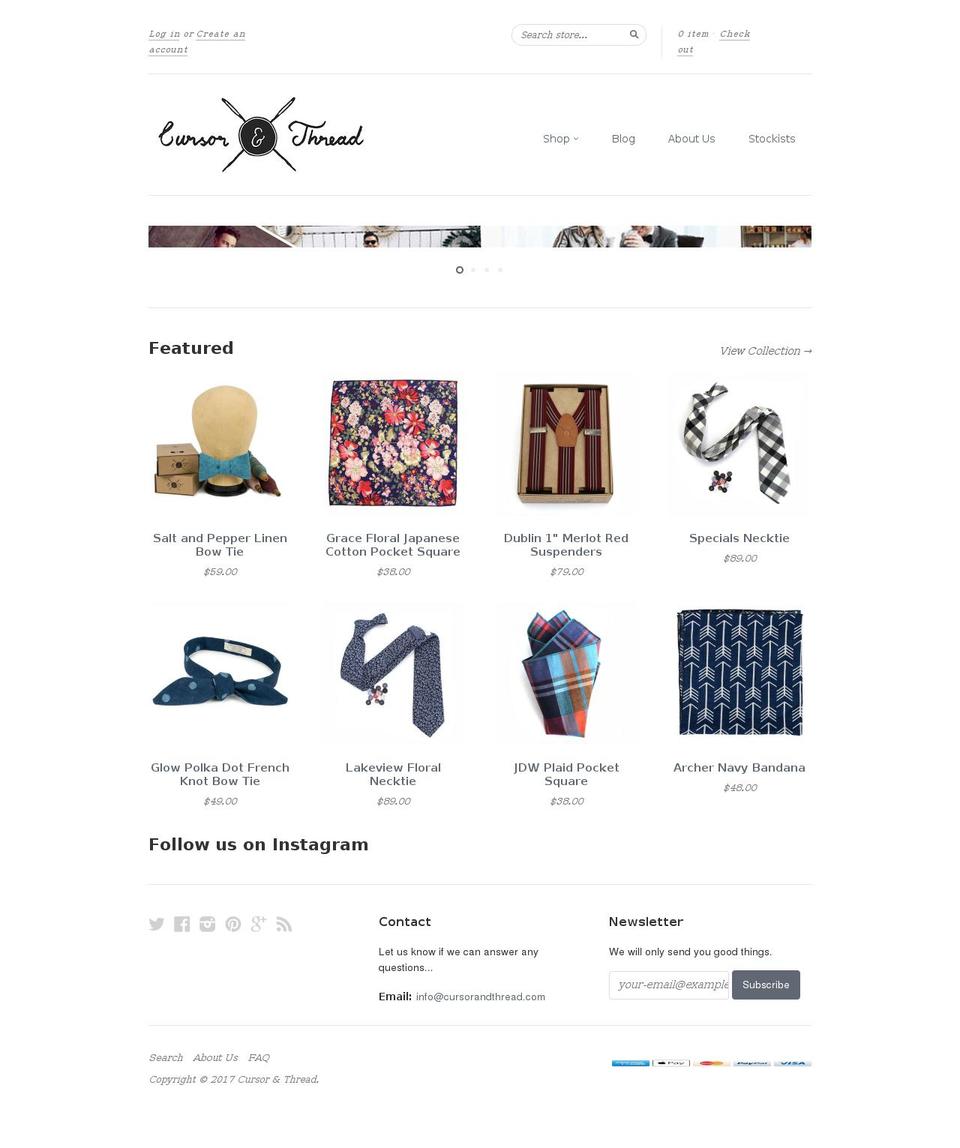 cursorandthread.com shopify website screenshot