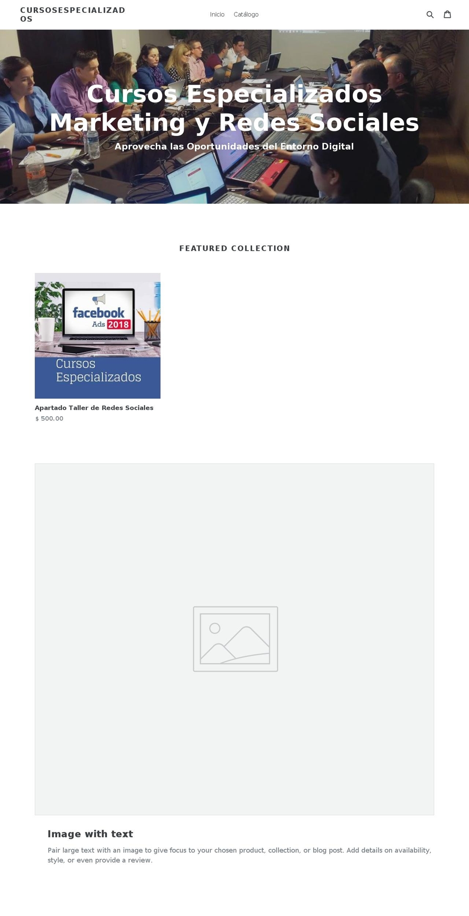 cursosespecializados.com — Shopify storefront screenshot