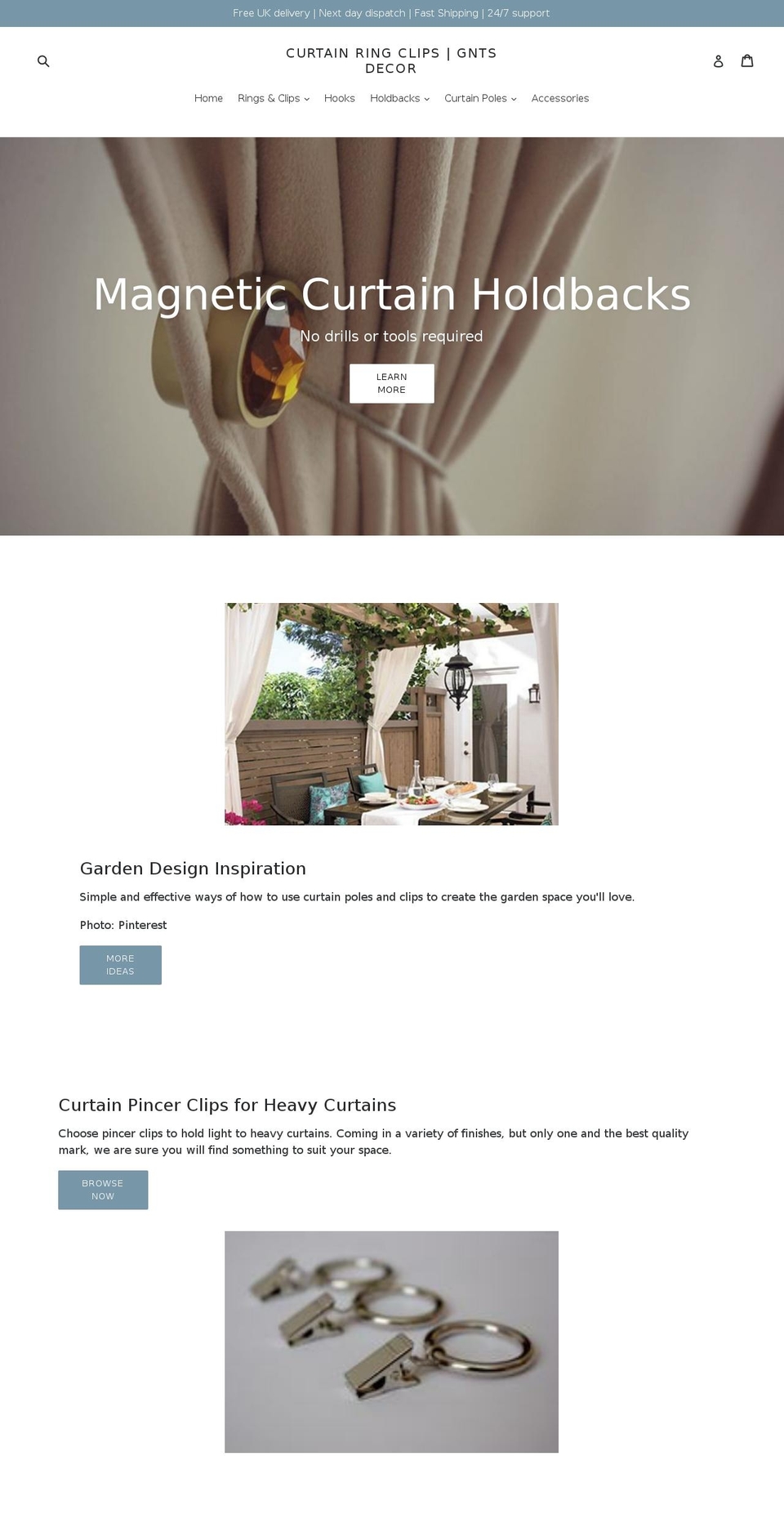 curtainringclips.com — Shopify storefront screenshot