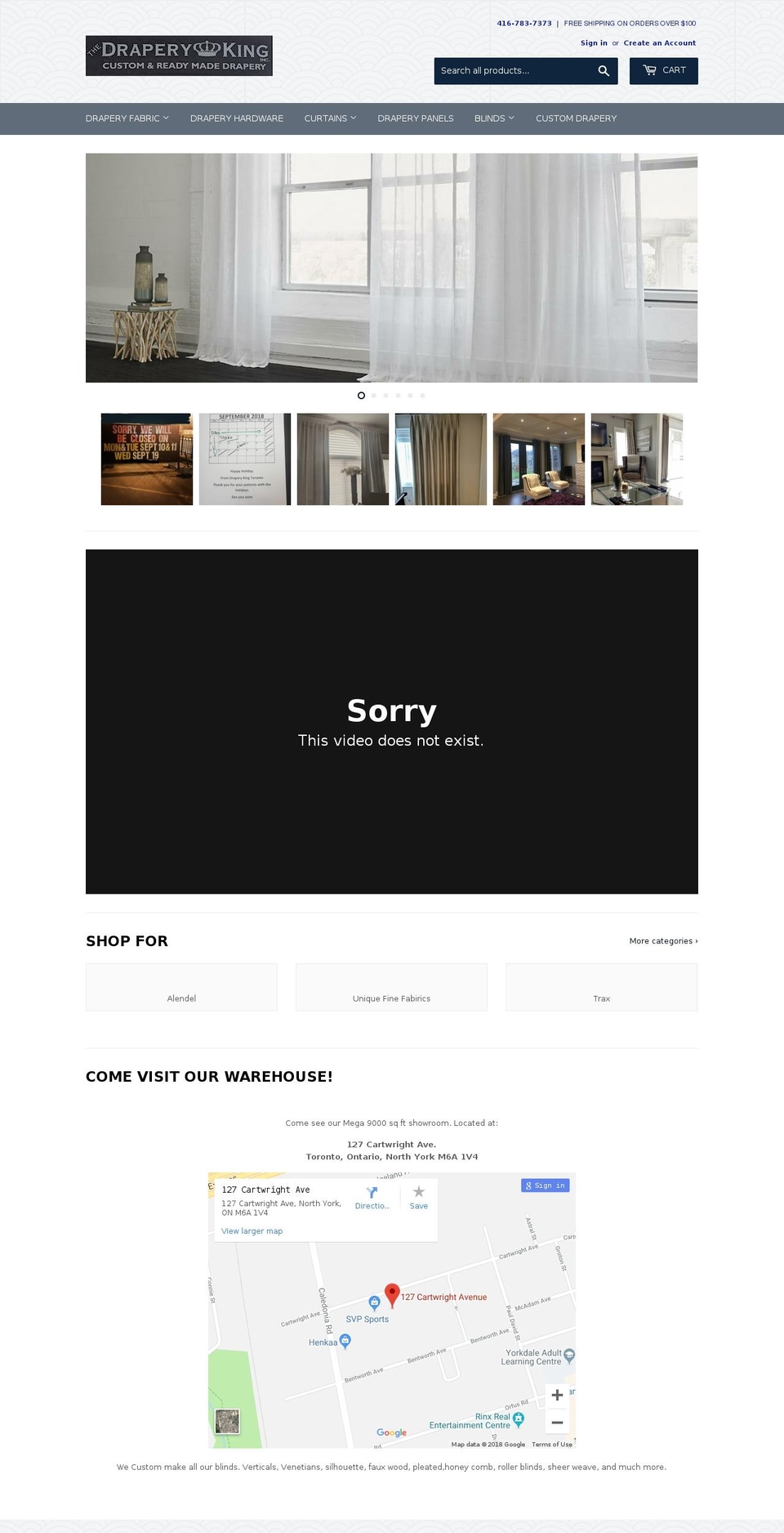 curtainrodtoronto.com — Shopify storefront screenshot